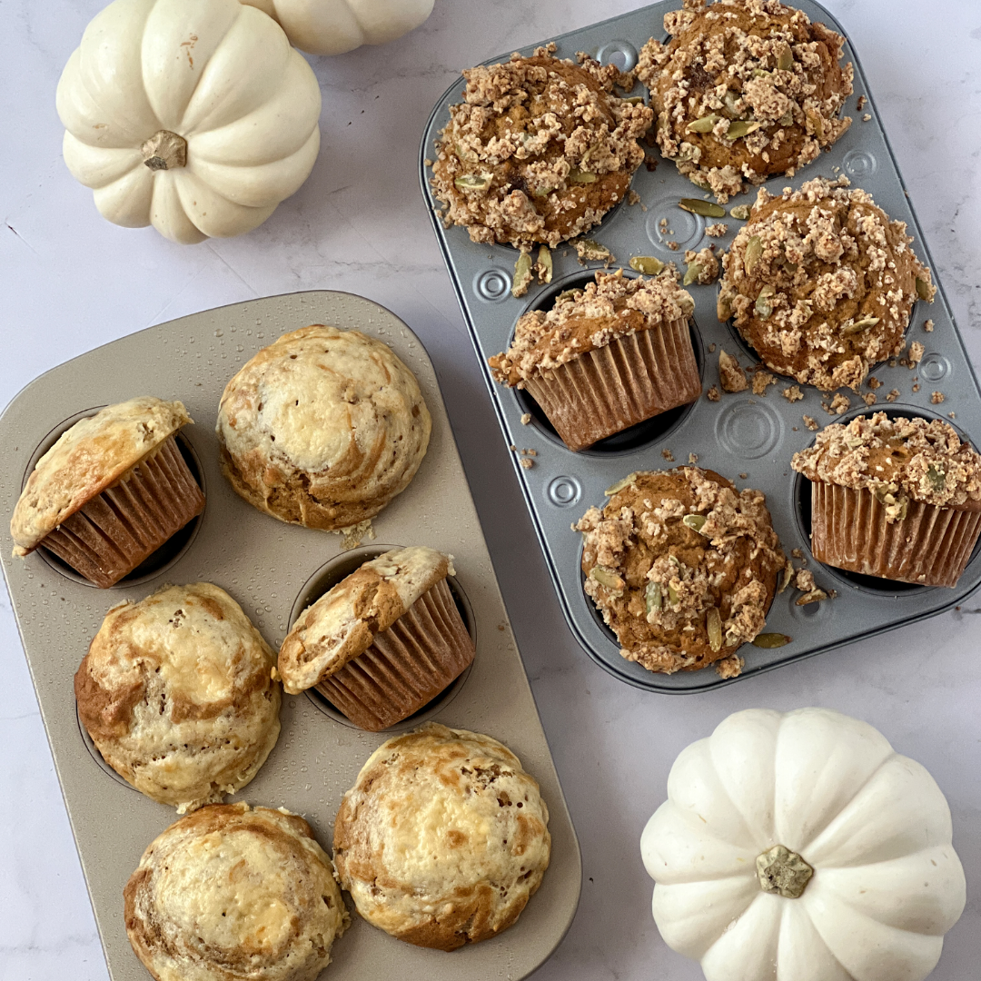 Muffins de calabaza con streusel o queso crema