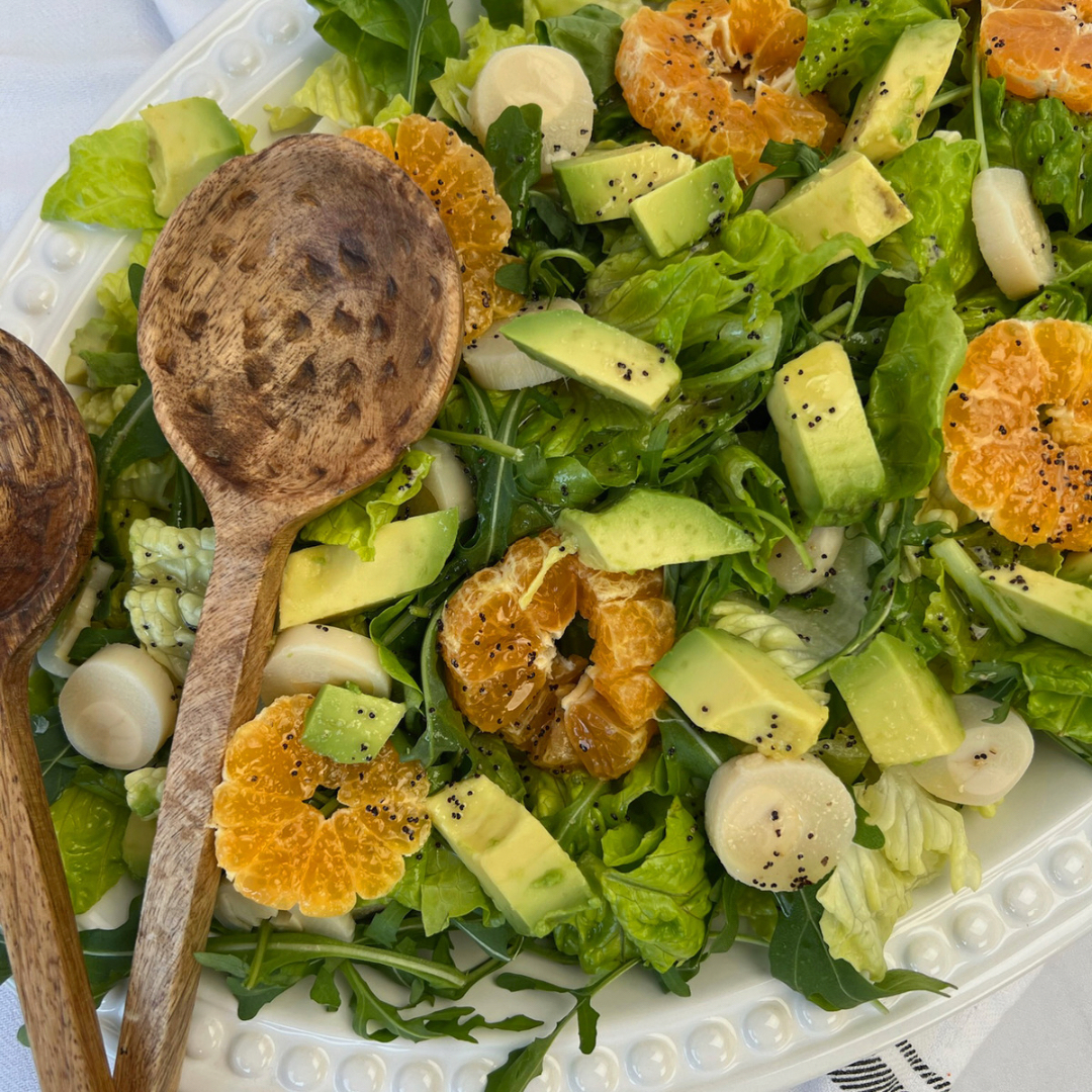 Ensalada de mandarina, palmito y aguacate